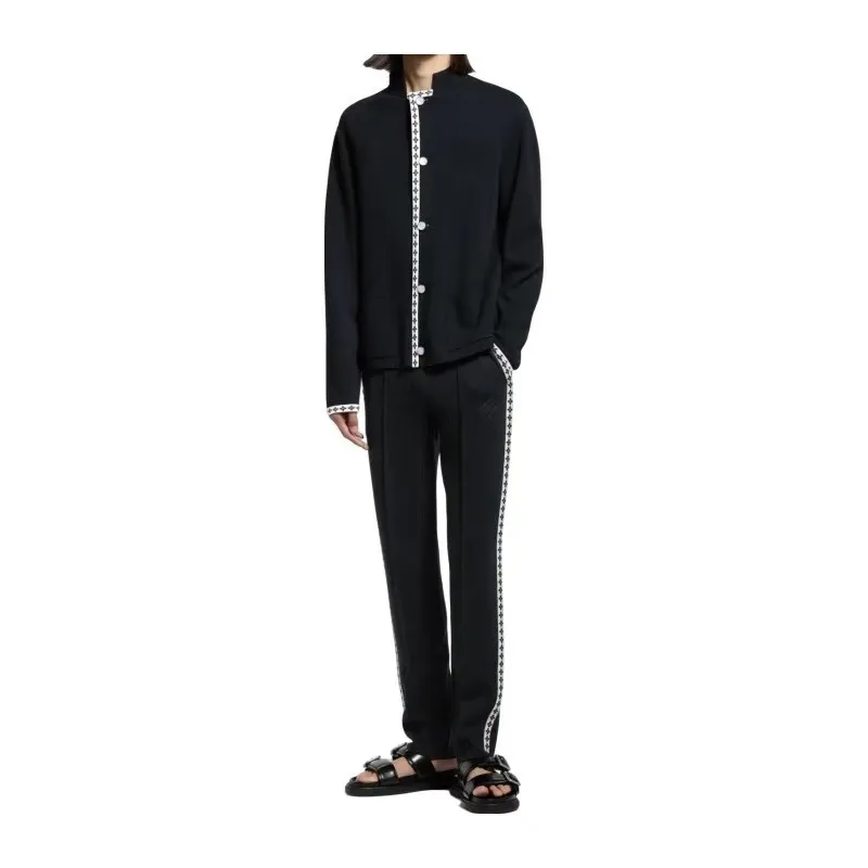 Louis Vuitton/Louis Vuitton white edge knitted college style cardigan jacket